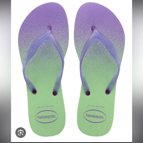 🎉HP🎉 Havaianas Hydro Purple Green Ombré Fantasia Up Flip-Flop US Size 7/… - Picture 2 of 11